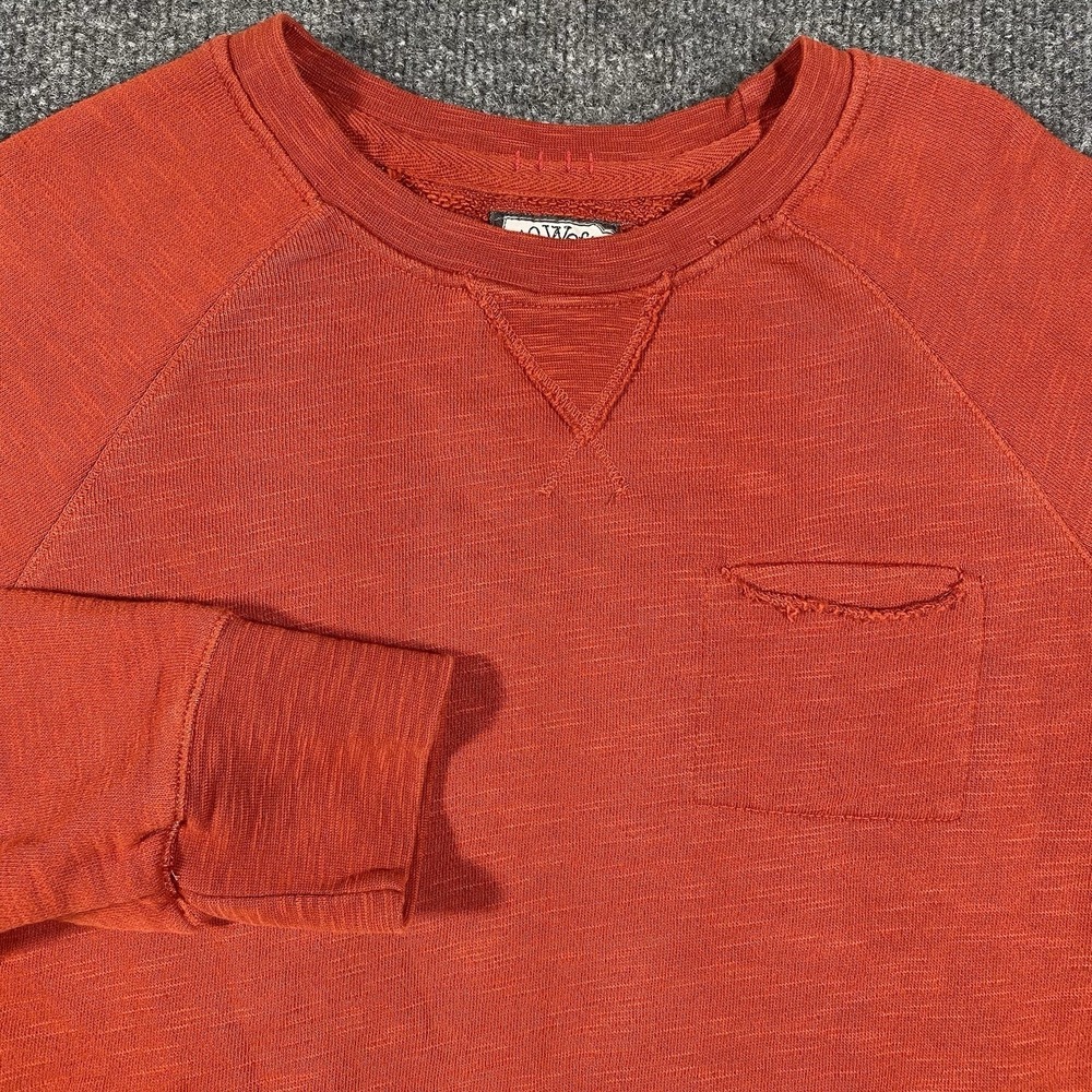 40WEFT Sweatshirt Shirt Top Large Red Cotton Distressed Pocket Mens S Elbow Pads